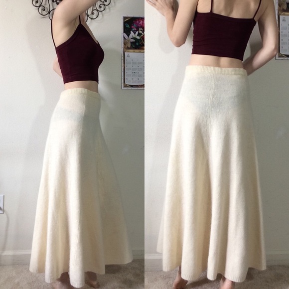 Vintage Lambswool Angora Rabbit Cream Maxi Skirt - Picture 1 of 8